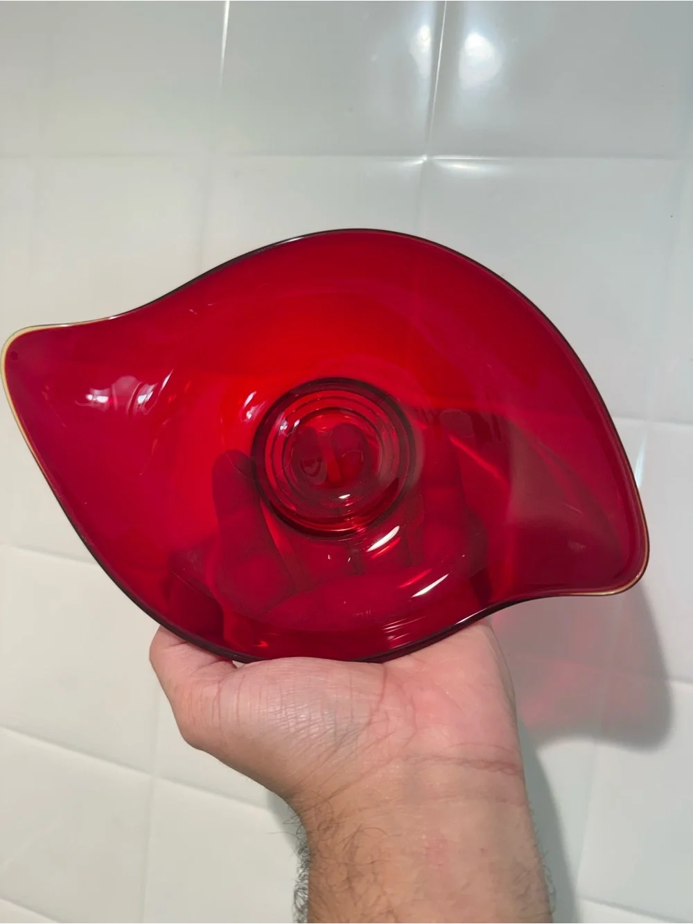 Viking Vintage MCM Red Glass Bowl/Candy Dish 9